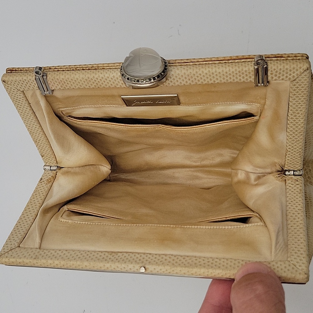 Vintage Judith Leiber Cream Lizard Clutch - Picture 9 of 11